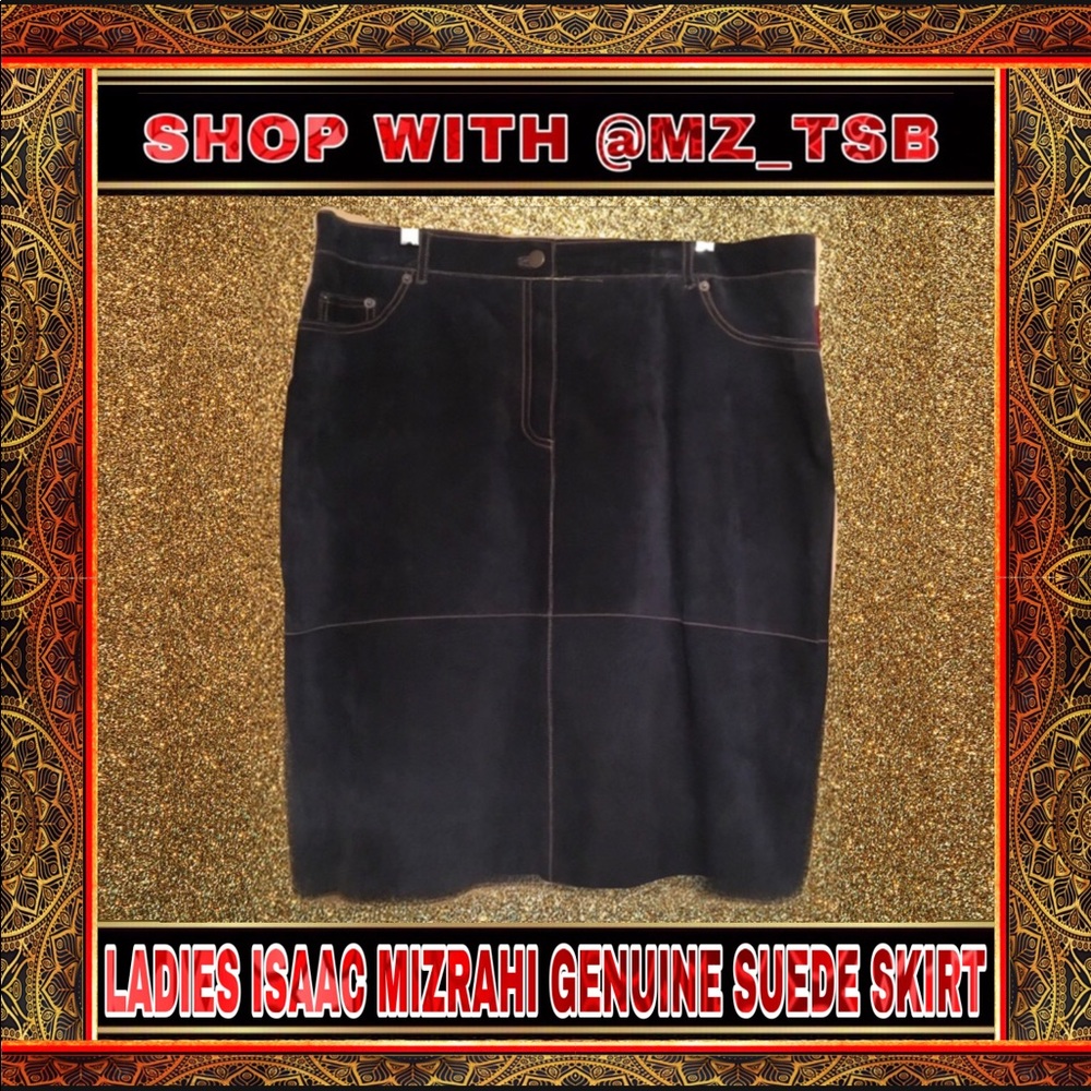 โซ๏ธ๐ต LADIES ISAAC MIZRAHI GENUINE SUEDE SKIRT ๐ตโซ๏ธ - Picture 1 of 9